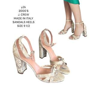 Y2K. J. CREW MADE IN ITALY CHUNKY HEEL SNAKE PRINT SANDALS HEELS SIZE 9 1/2.